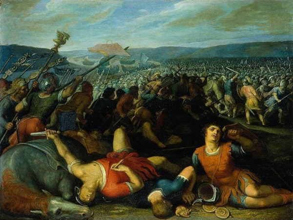 Batavians Defeating Romans on the Rhine (1613) - Otto van Veen