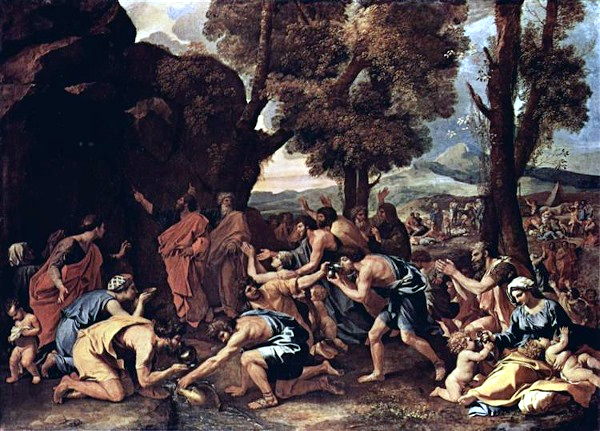 Moïse faisant jaillir l'eau du rocher (de 1633 à 1635) - Nicolas Poussin