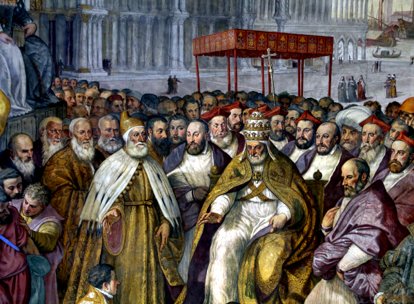 Submission of Frederick Barbarossa before Pope Alexander III during the signing of the Treaty of Venice (1563) - Francesco de' Rossi (Francesco Salviati), Cecchino